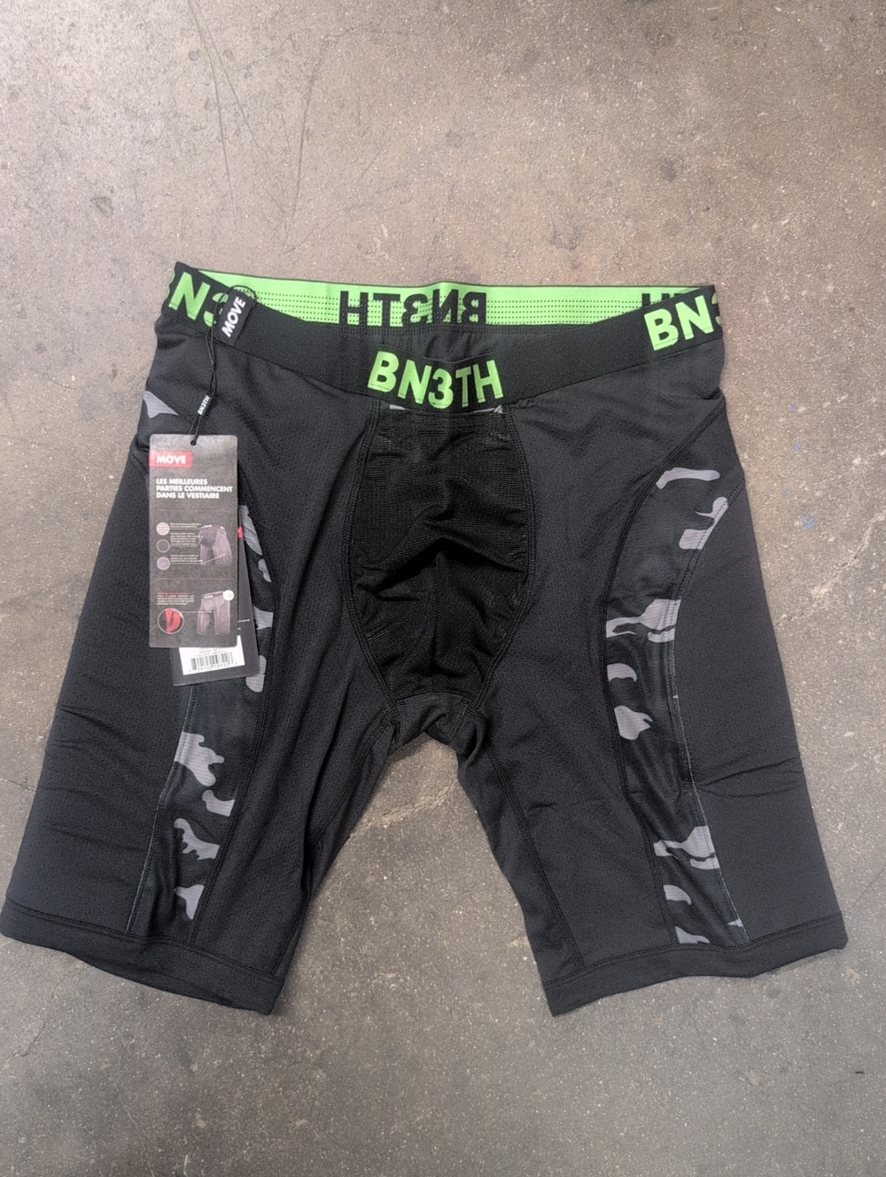 BN3TH Men’s Black with Green Waistband Slider Jock Covert Camo Underwear Size L